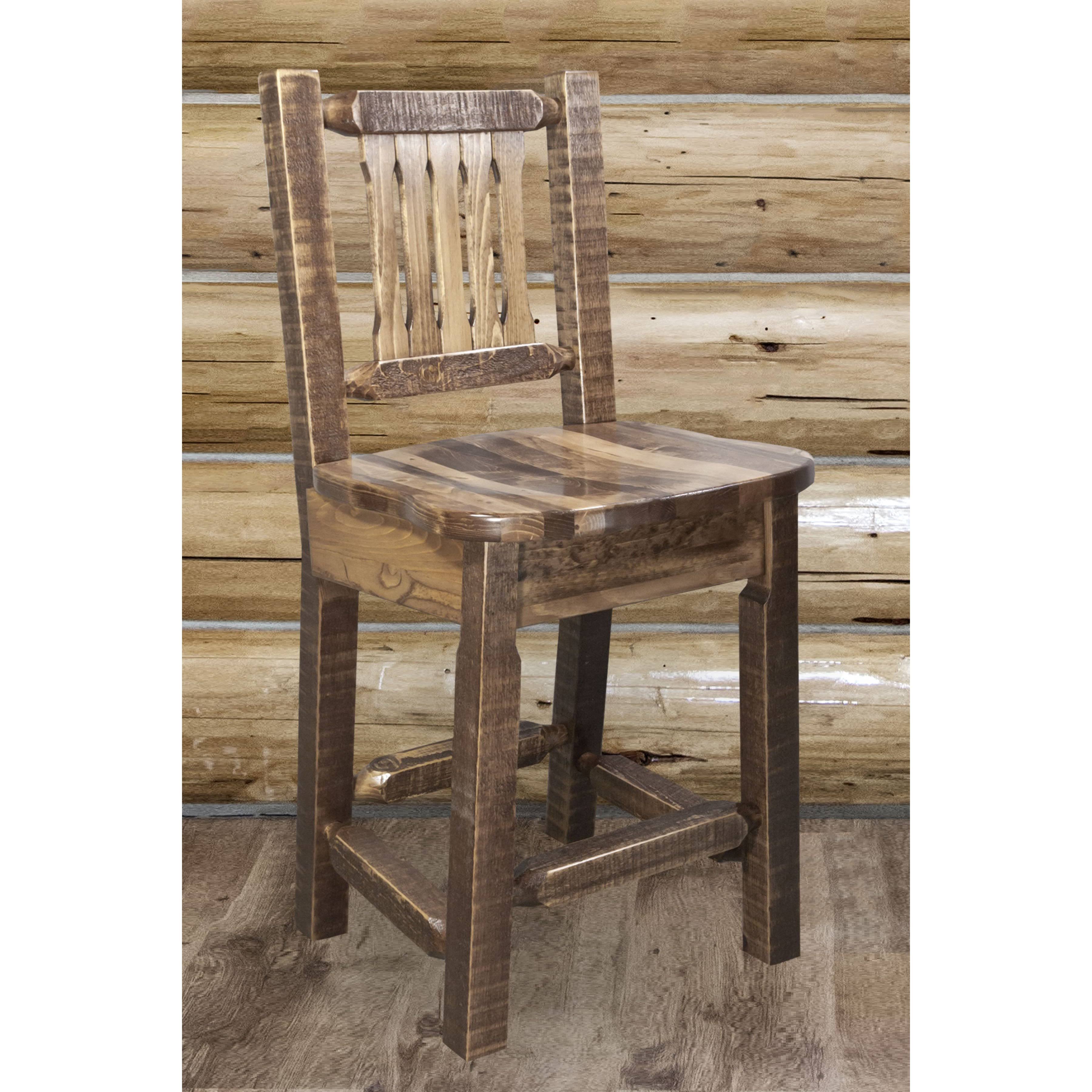 Montana Woodworks MWHCBSWNRSL Homestead Collection Barstool, with Back