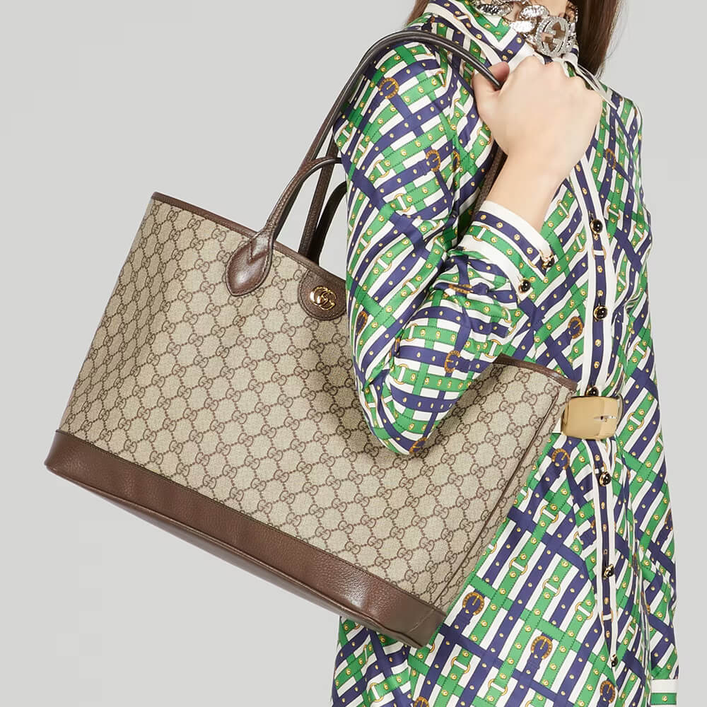 Gucci Ophidia GG Supreme Shoulder Tote Beige/Ebony 38.5cm/15.2in
