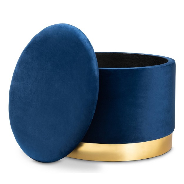 Marisa Velvet Upholstered Storage Ottoman Baxton Studio