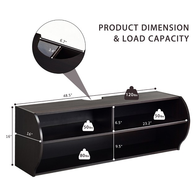 Costway 48 5 x27 x27 Wall Mounted Audio video Tv Stands Console Living Room Furniture W shelves