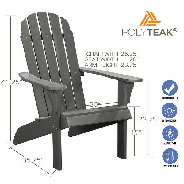 POLYTEAK Traditional Element Adirondack Chair,All Weather Poly Lumber