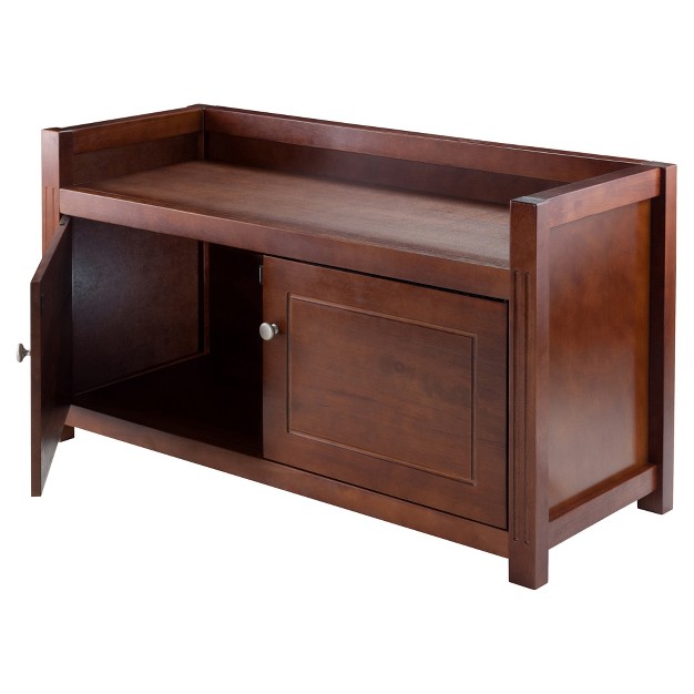 Charleston Storage Hall Bench Antique Walnut Winsome