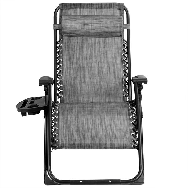 Gymax Folding Zero Gravity Lounge Chair Recliner w/ Cup Holder Tray