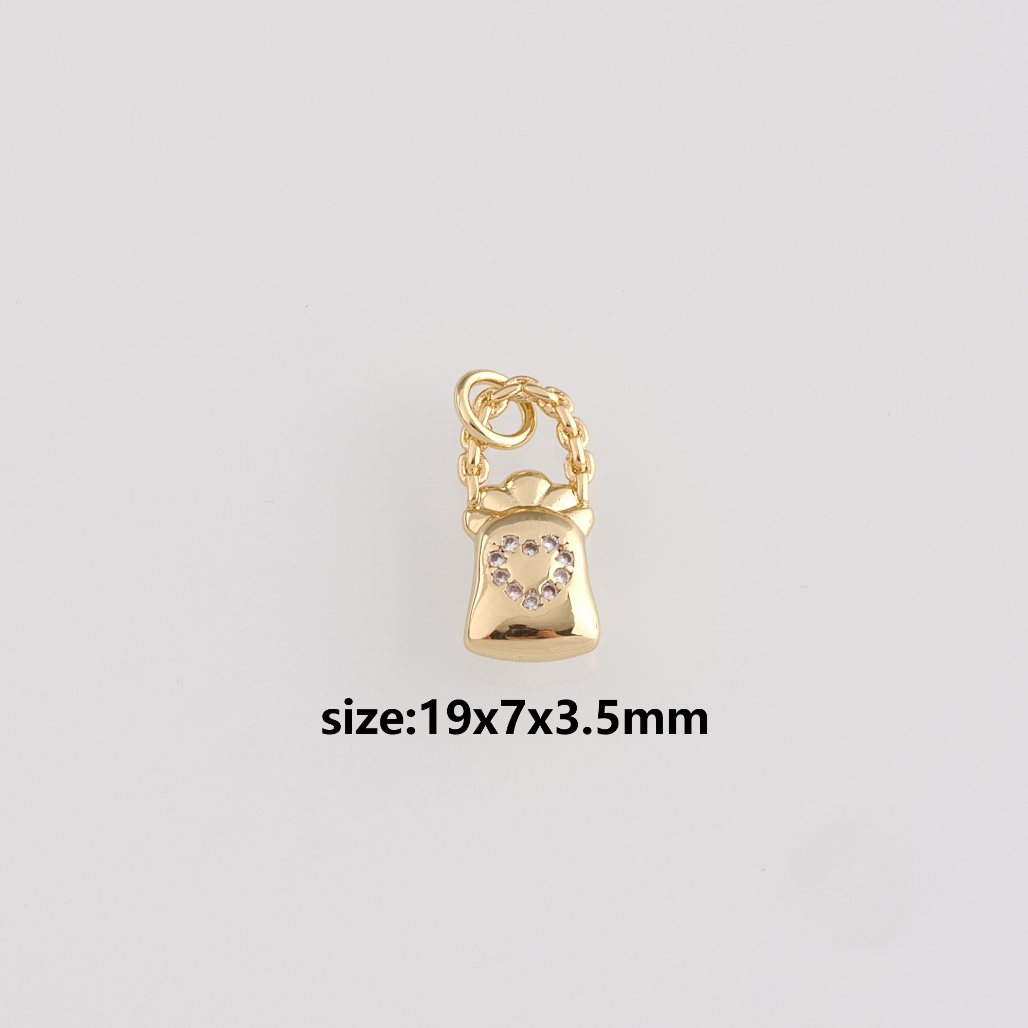 18K Gold Filled Handbag Pendant,CZ Micro Pave Handbag Charm Earrings Necklace for DIY Jewelry Making Supply