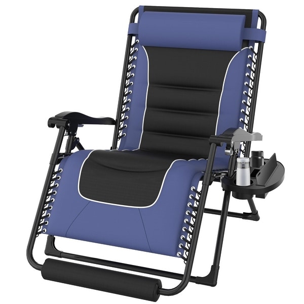 Oversized Zero Gravity Chair 33In Reclining Camping Chair w/Buildin Cushion,Outdoor Lounge Chairs Patio Recliner