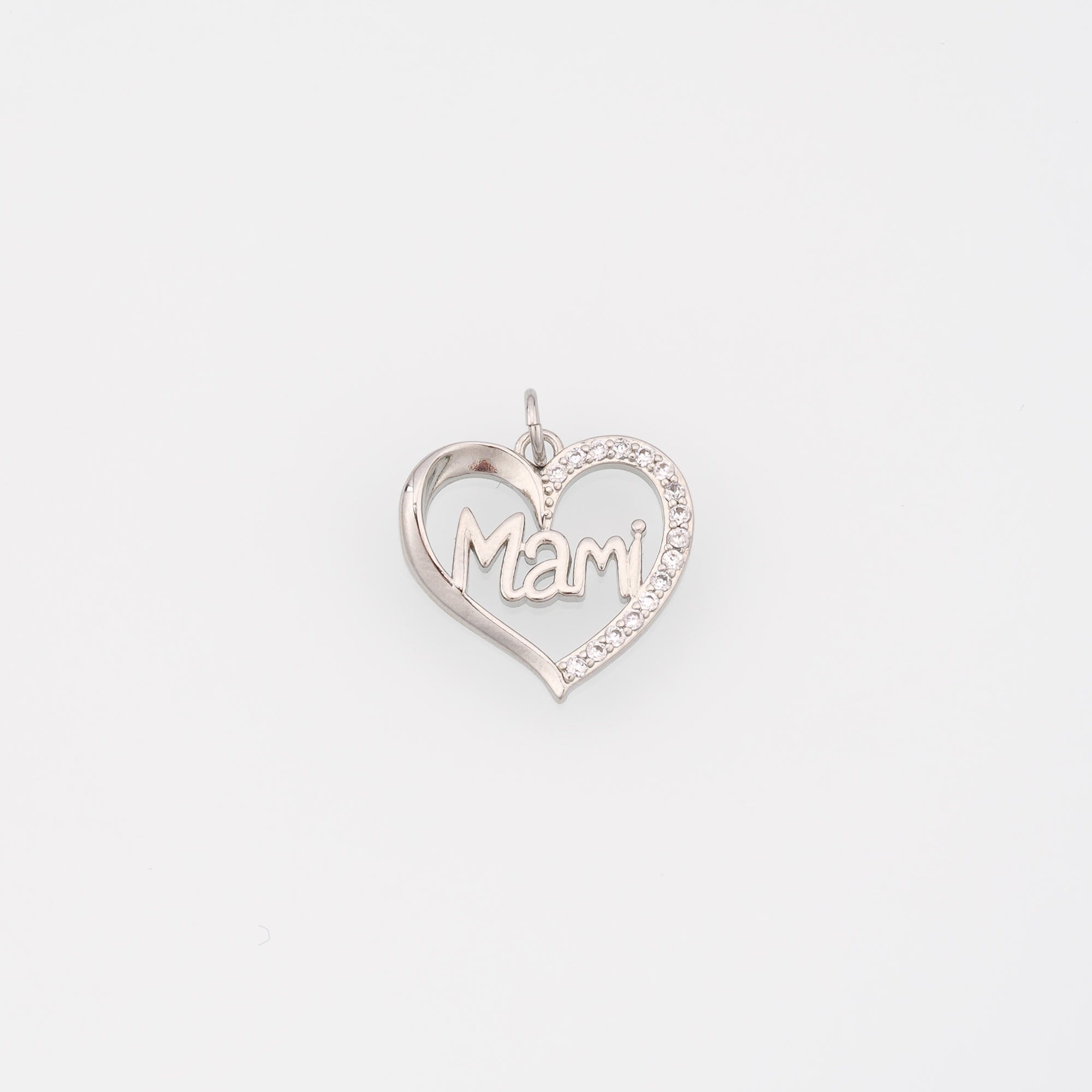 18K Gold Filled Heart Pendant,CZ Micro Pave Heart Mami Charm Earrings Necklace for DIY Jewelry Making Supply