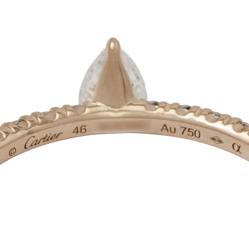 Cartier Ethancel Do Pear Shape Diamond Pavé Setting Ring 18K Rose Gold B4230400