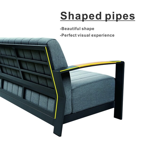 7Piece Patio Acrylic Sponge Sofa and Chair Set with Table and Bench