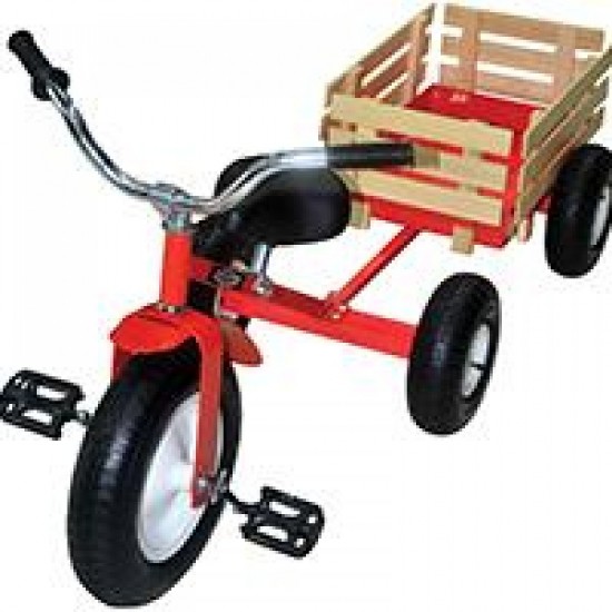 53498 Retro Tricycle With Wagon, Red, Steel