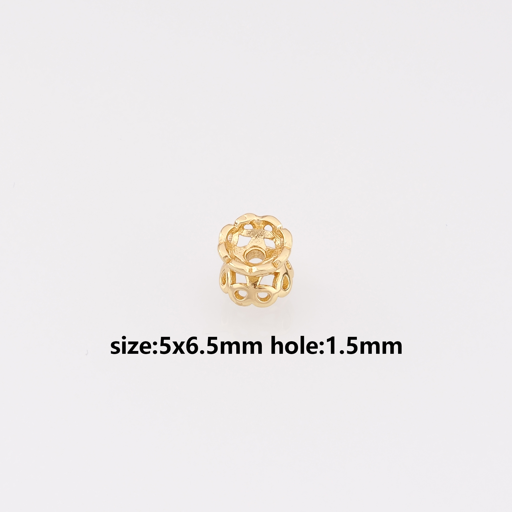 18K Gold Filled Flower Spacer Beads,Flower Barrel Beads for Bracelet Jewelry Necklace Making Supply