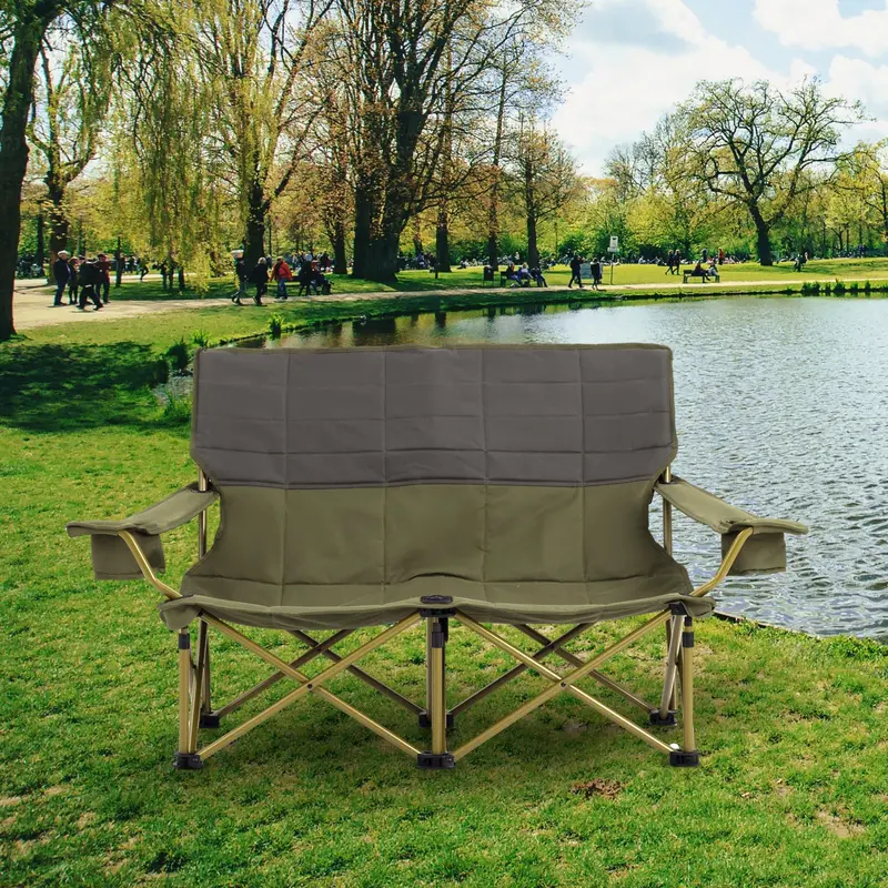 Tandem Beach Chair Set – Dual-Seater with Roll-Up Shade, Cooler Bag, Cup Holders & Carry Pouch
