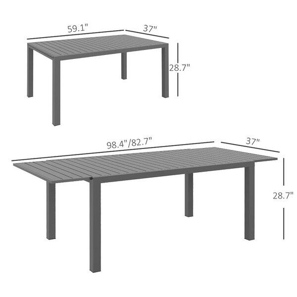 Outsunny Expandable Patio DiningTable,with Slatted Tabletop