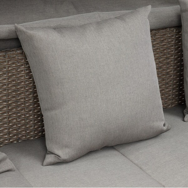 4 Piece Wicker Patio Sofa Set with Retractable Canopy and Lifting Table