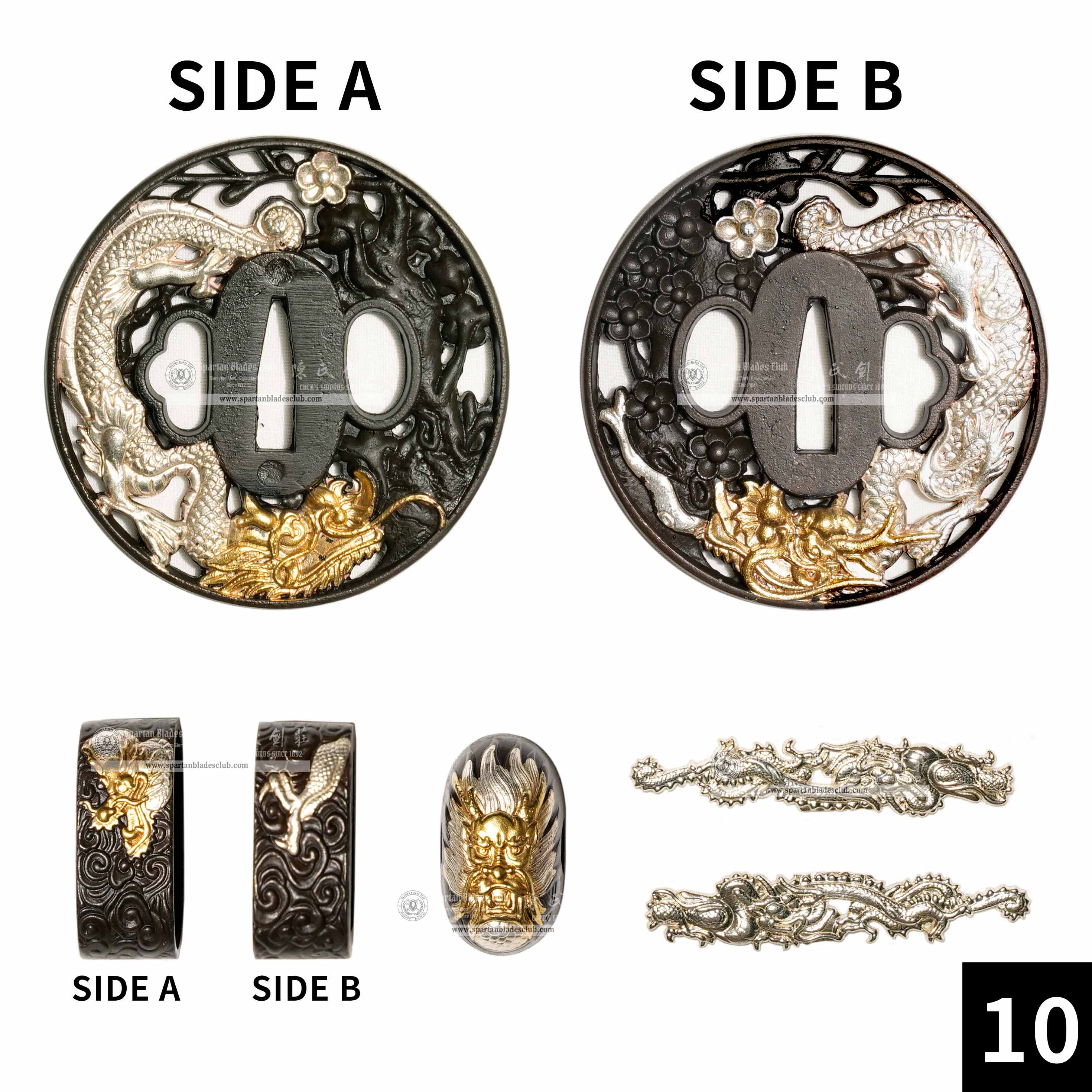 Custom Your Katana | Loong（Chinese Dragon） | Complete Set Fittings (Brass Gilded) | Spartan Blades Club | CHEN'S SWORDS 1892 - Spartan Blades Club - 陳氏劍莊1892