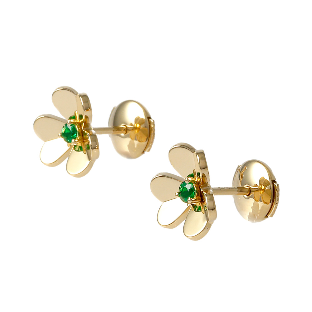 Van Cleef & Arpels Frivole Earrings 18K Yellow Gold Emerald VCARP7SD00
