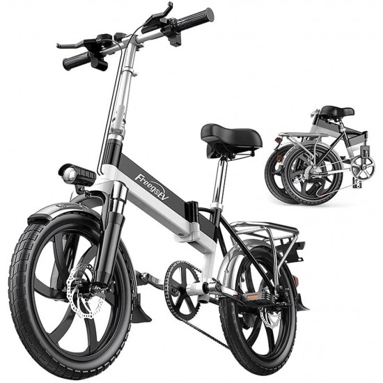 Electric Bike for Adult – 20″ Thickened Tire – 280W Motor – 15.5MPH – 10 Speed – 48V 10Ah Removable Battery – City Commuter Ebike Folding Electric Bicycle