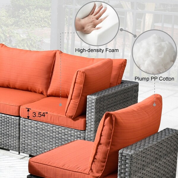 HOOOWOOO 8piece Patio Furniture Set Wicker Sectional Sofa with Fire Pit Table