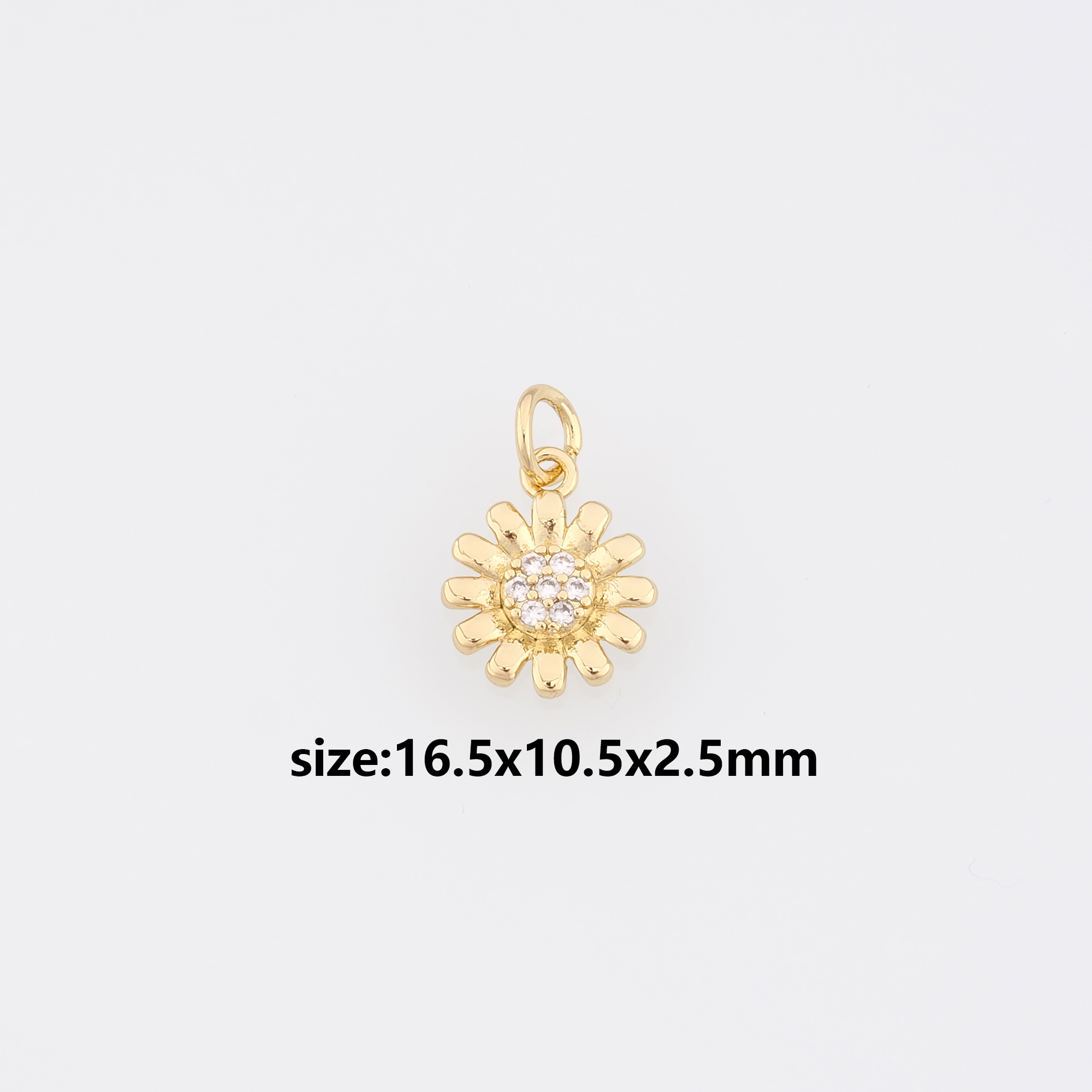 18K Gold Filled Daisy Pendant,CZ Micro Pave Flower Charm Earrings Necklace for DIY Jewelry Making Supply