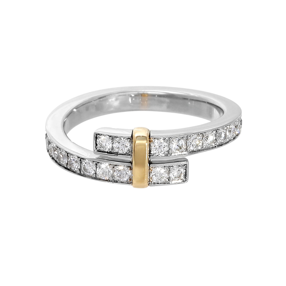 Tiffany & Co. Edge Bypass Ring Platinum & 18K Yellow Gold Diamond