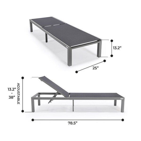 Aluminum Beach Pool Sun Lounge Chair Sling Mesh Fabric Reclining Stackable Lounger Chair