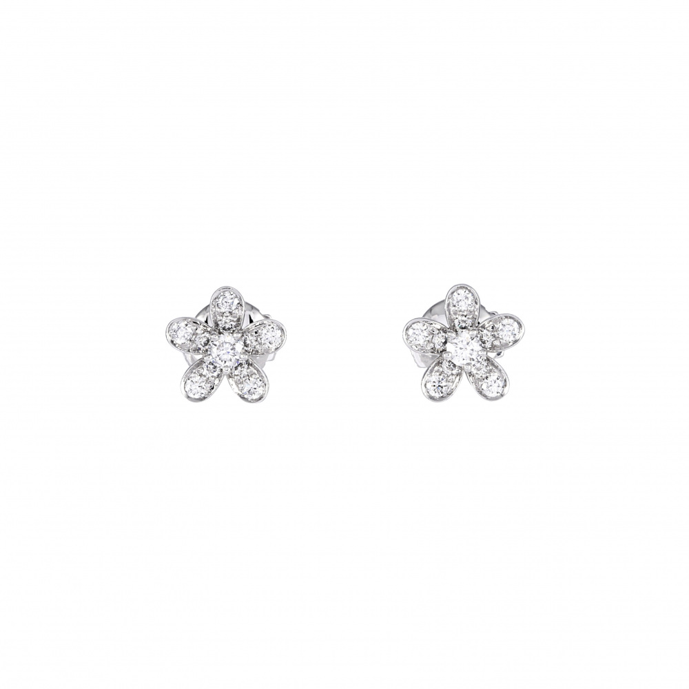 Van Cleef & Arpels Socrates 1 Flower Earrings 18K White Gold Diamond VCARG44100
