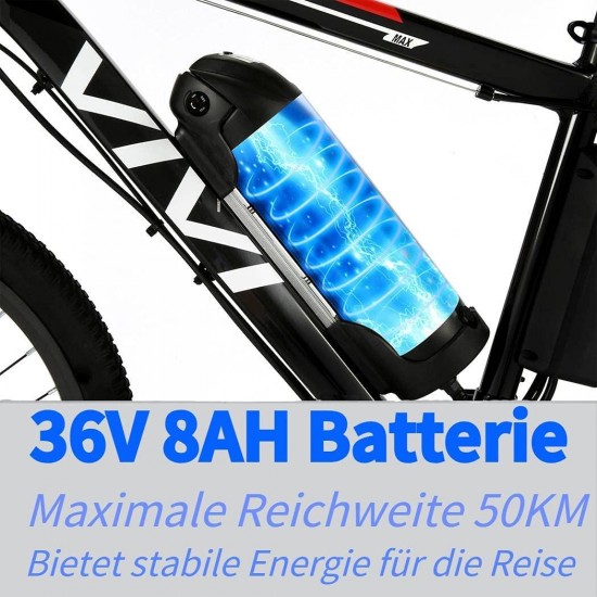 350/500W Electric Mountain Bike 26″ E-Bike 36/48V 8/12.5Ah Removable Battery E-Bike 32MPH 21 Speed Gears Adult E-Bike Commuter Bike