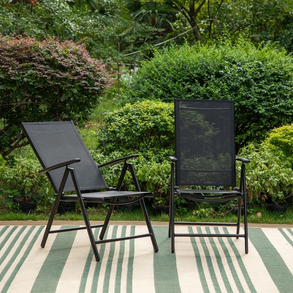 9Piece Patio Dining Set,Metal Table and Foldable Sling Dining Chairs with 7 Levels Adjustable