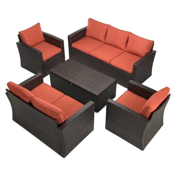 5piece Wicker Patio Conversation Furniture Set