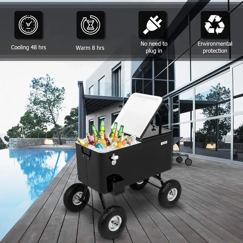 VINGLI 80-Quart Rolling Wagon Cooler – Insulated Ice Chest
