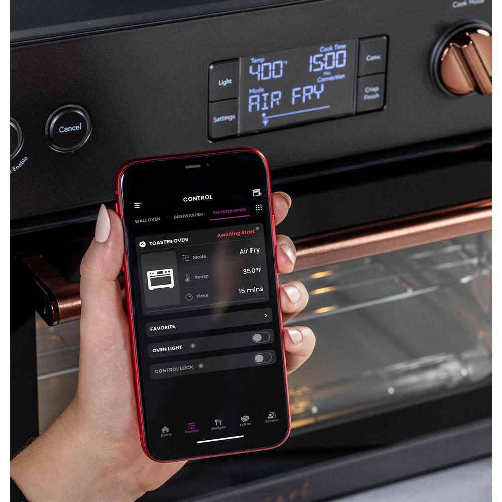 Cafe 1800 W Matte Black Toaster Oven with 14 modes incl Air Fry Bake Broil Roast Toast and Slow Cook Wi-fi connected C9OAAAS3RD3