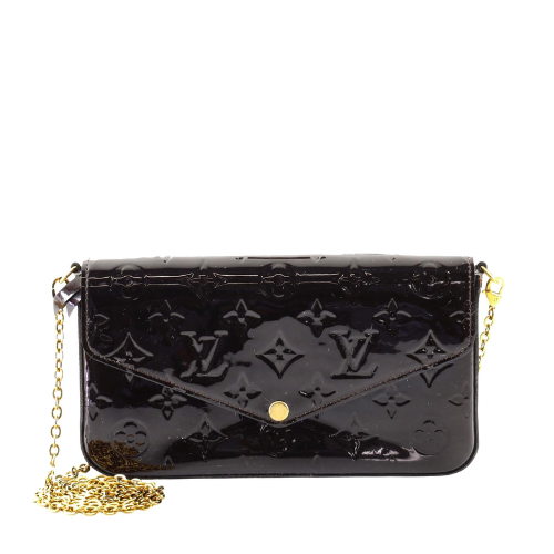 Louis Vuitton Pochette F Lice Amarante Monogram Vernis Black 21Cm