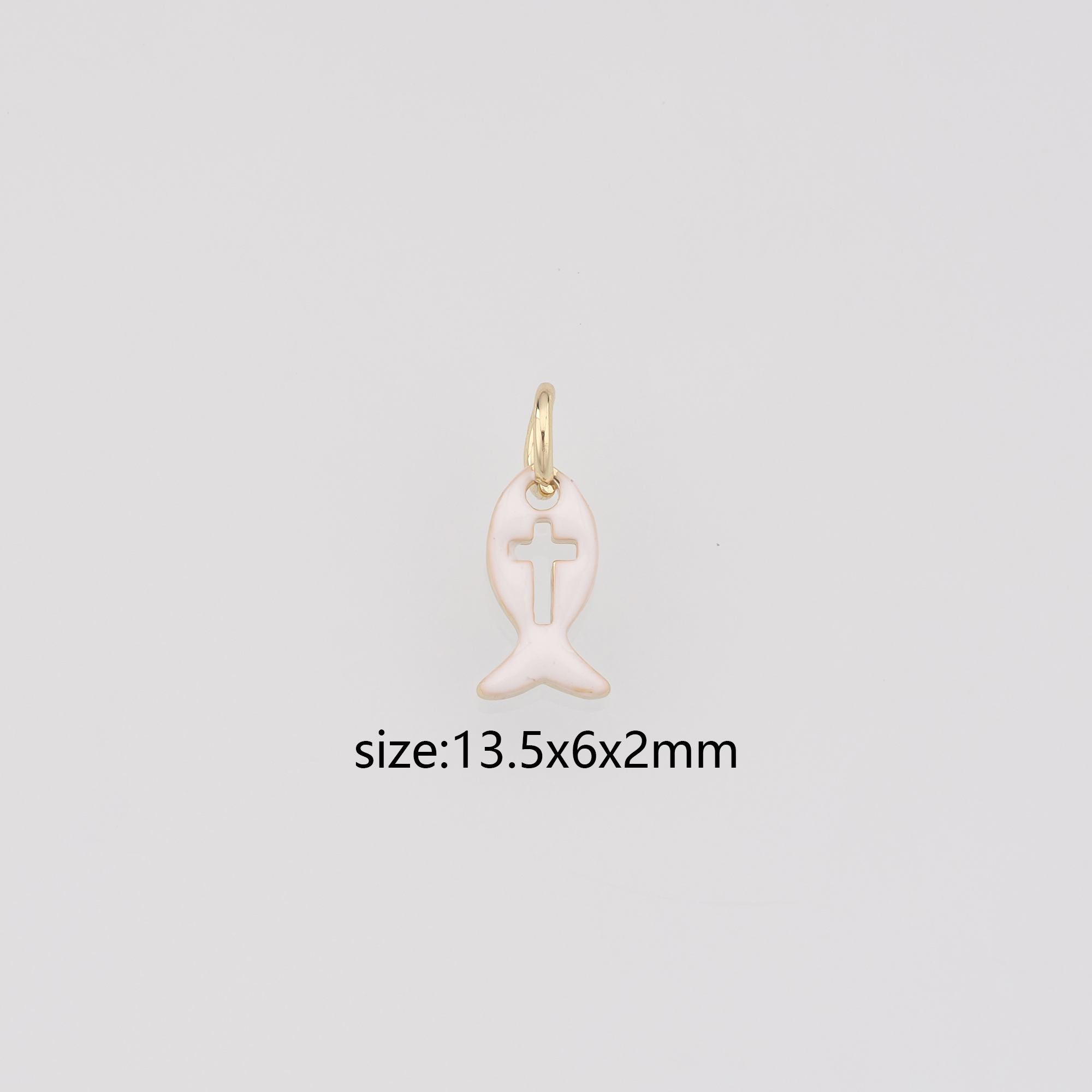 18K Gold Filled Fish Pendant,Enamel Ocean Charm Earrings Necklace for DIY Jewelry Making Supply
