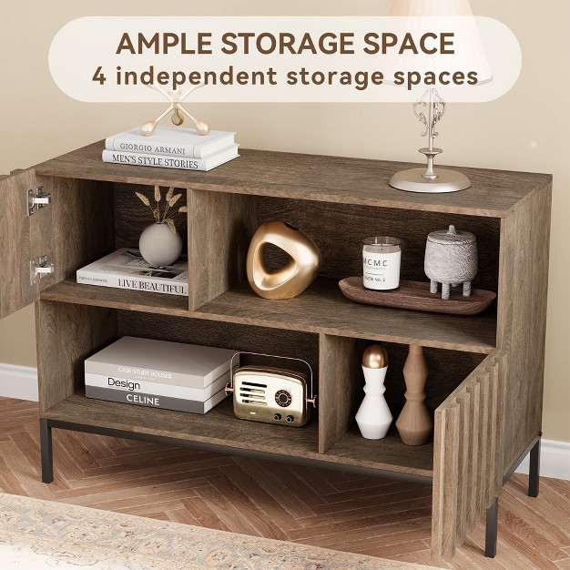 Wood Console Table Display Shelf Storage Cabinet For Living Room
