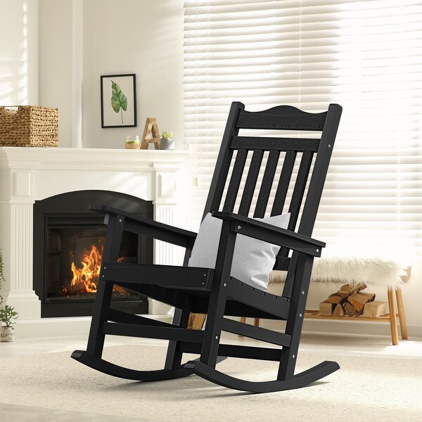 Moasis Outdoor/Indoor Rocking Chair Rocker with Cushion AllWeather Resistant