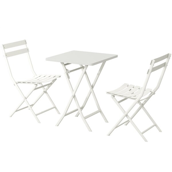 3Piece Patio Bistro Set of Foldable Table and Chairs,Dark Green
