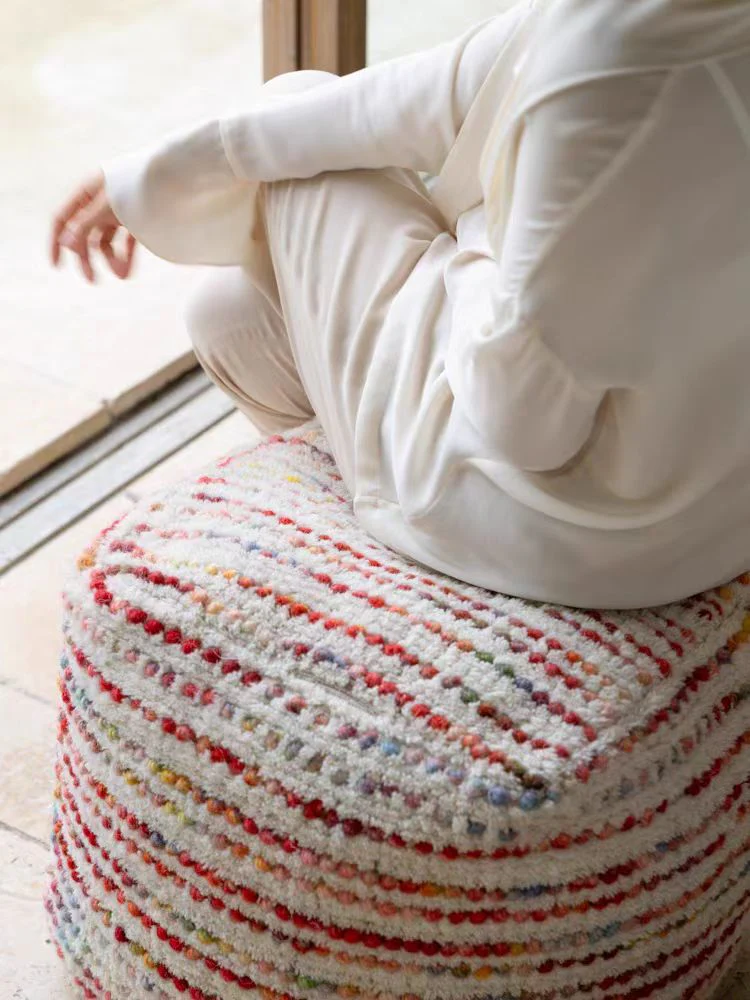 CH083 (Colored) - Handwoven Indian Pouf