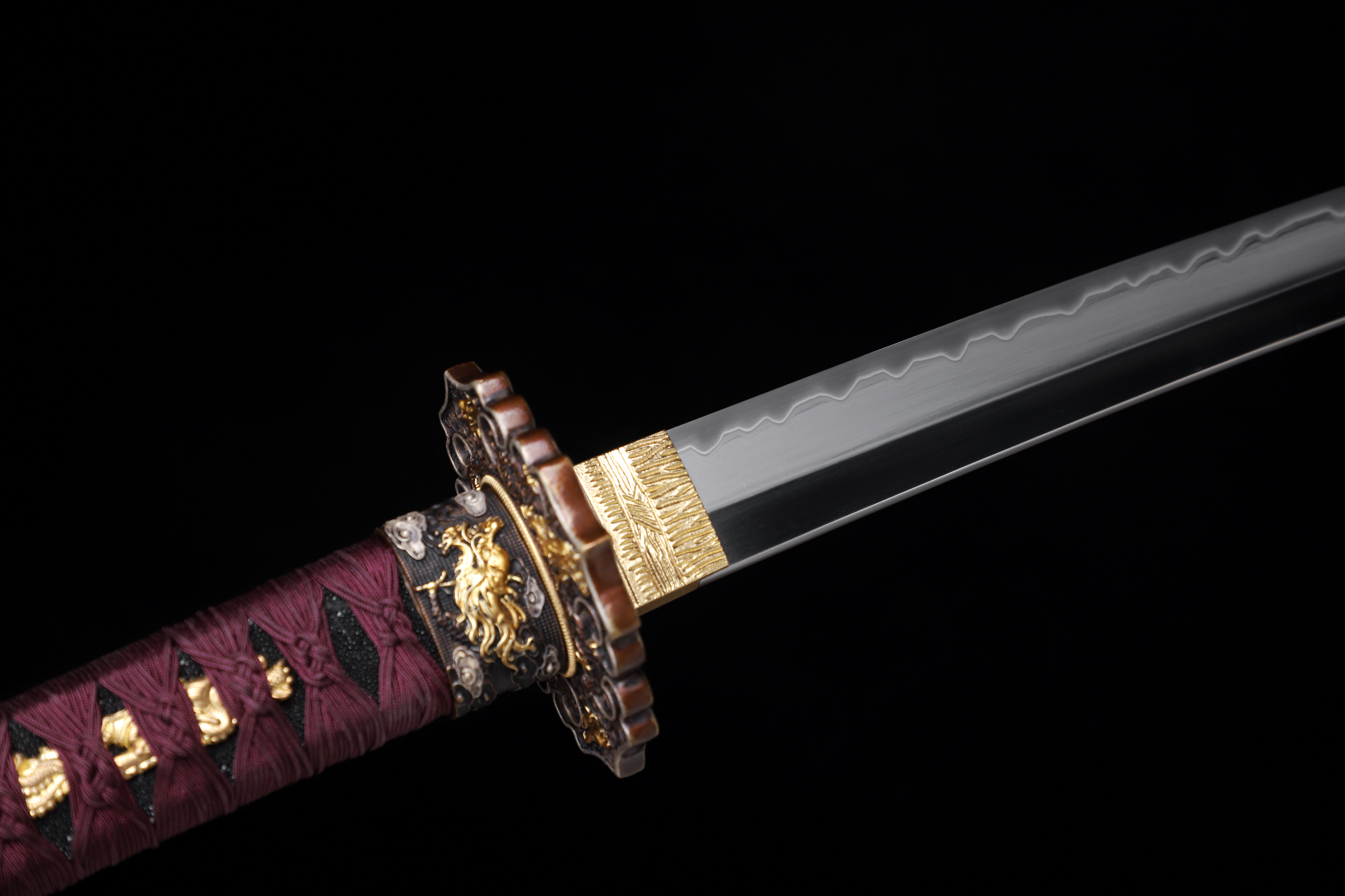 Handmade Japanese Katana Go-Mai Blade Galaxy Dragon Full Tang