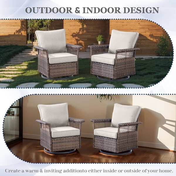 Patio Sofa Swivel Rocker Chairs,Ottoman and Table