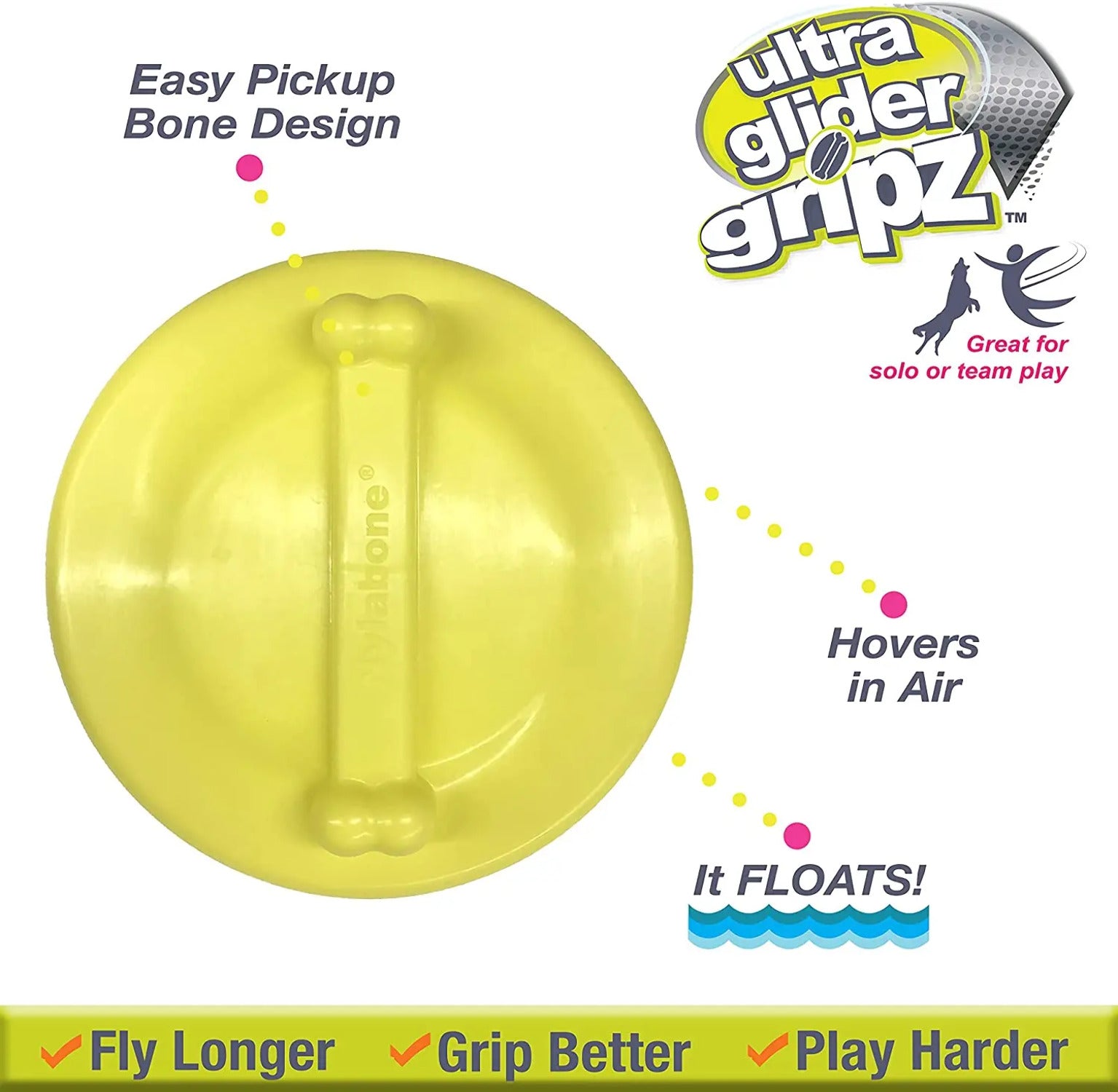 Nylabone Power Play Ultra Glider Gripz Dog Flying Disc Ultra Glider, 1ea/Large 1 ct - PDS-018214851622