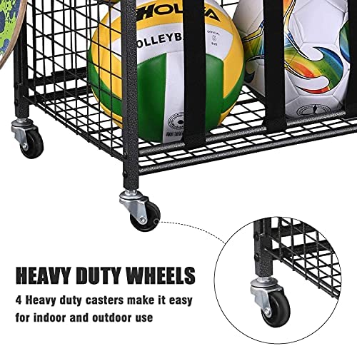 Mythinglogic Garage Storage System, Garage Organizer with Baskets and Hooks, Sports Equipment Organizer for Sports Gear/Toys,Garage Ball Storage for Indoor/Outdoor Use