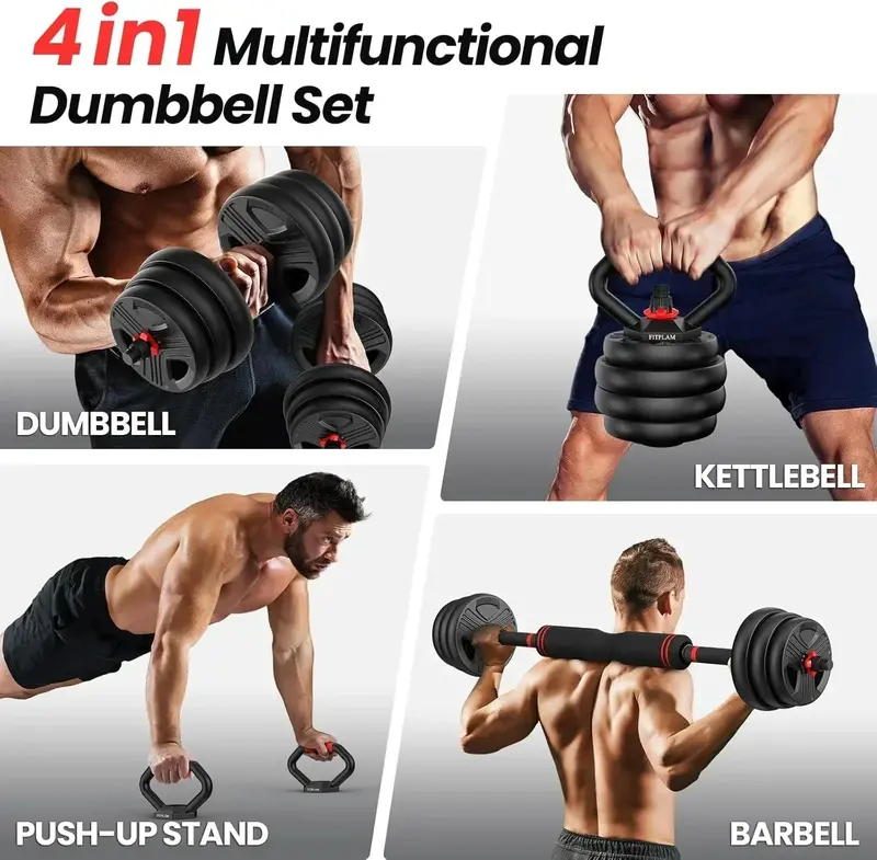Upgraded Adjustable Dumbbell Kit – Locking Nuts, Push-Up Stand & Barbell Conversion