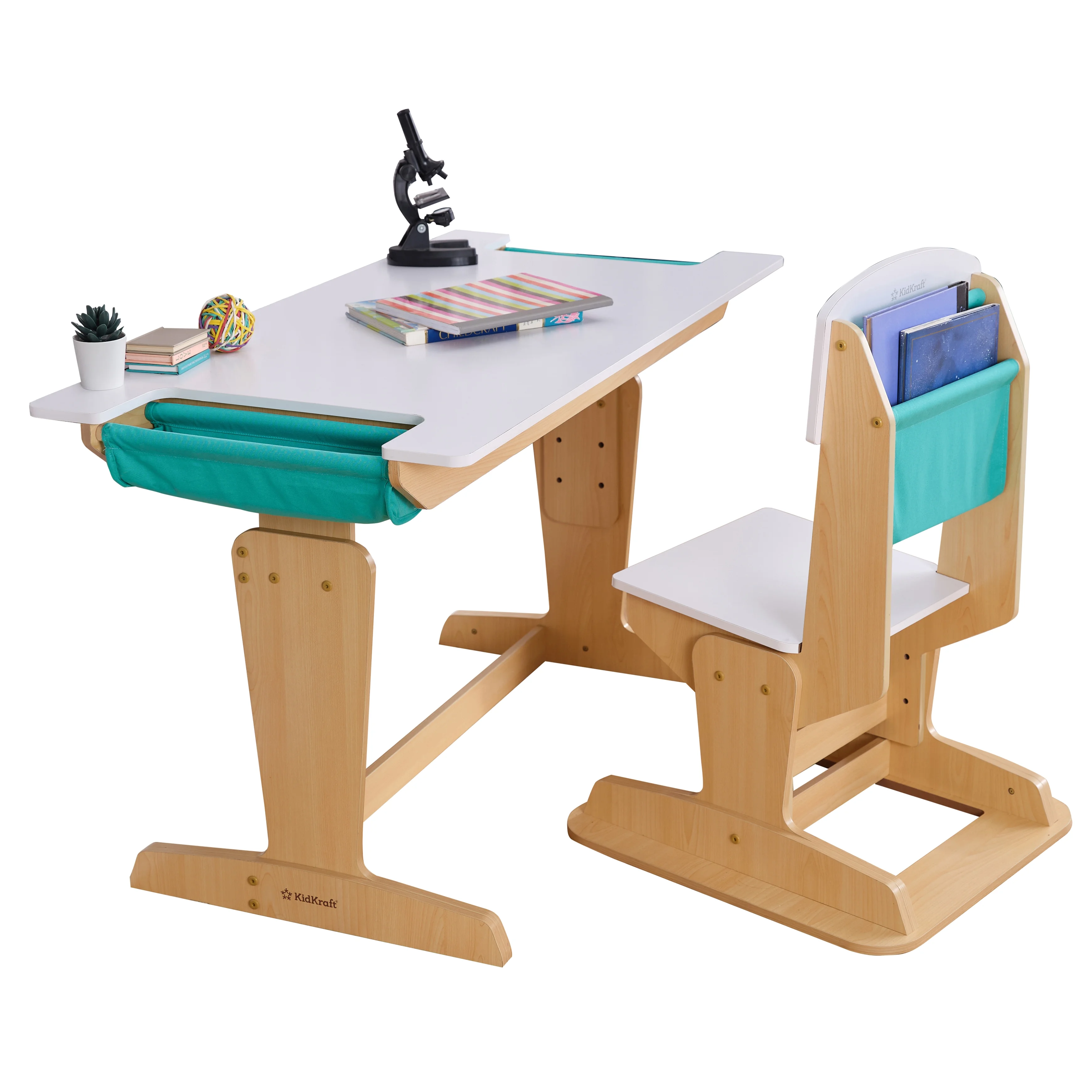 KidKraft Grow Together™ Pocket Adjustable Wooden Desk and Chair, Natural