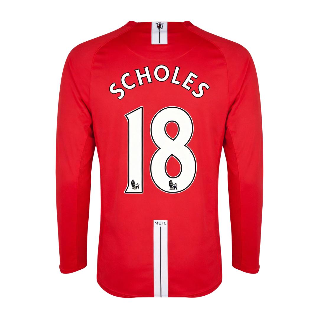 Retro Soccer Jersey SCHOLES #18 Manchester United Home Long Sleeve 2007/08