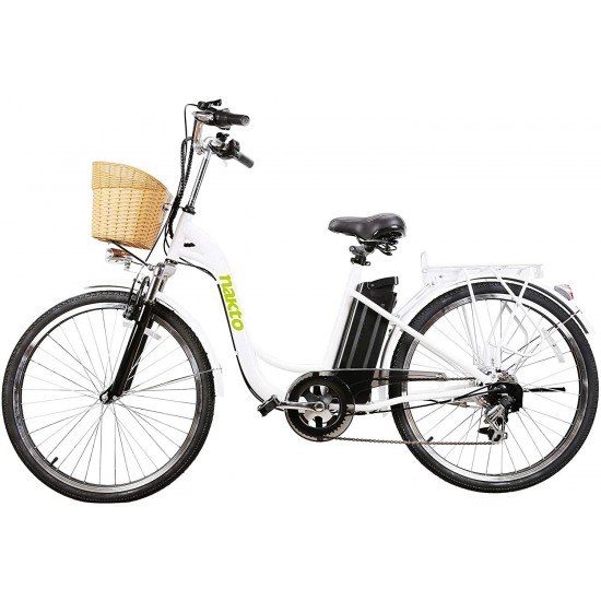 26″ Adult Electric Bicycle City Sporting 6-Speed Ebike with Removable 36V Lithium Battery for Women Men