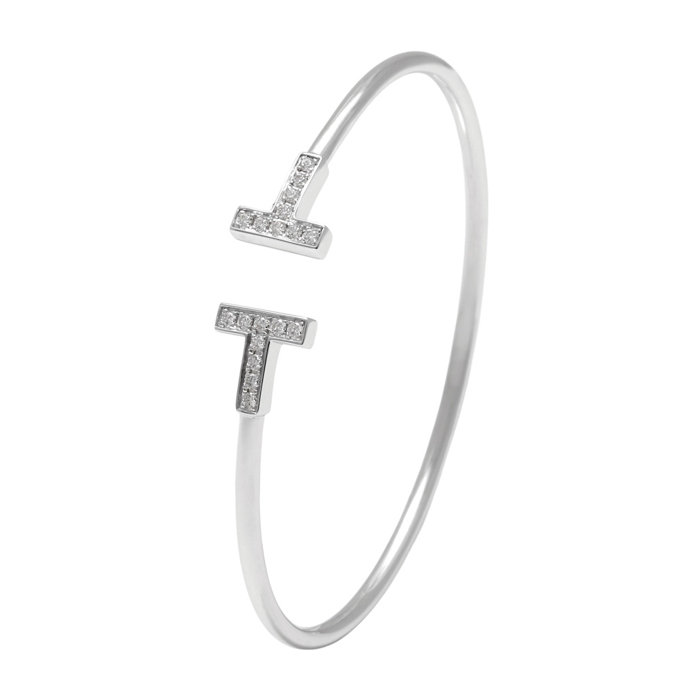 Tiffany & Co. Tiffany T Wire Bracelet 18K White Gold Diamond 60010748