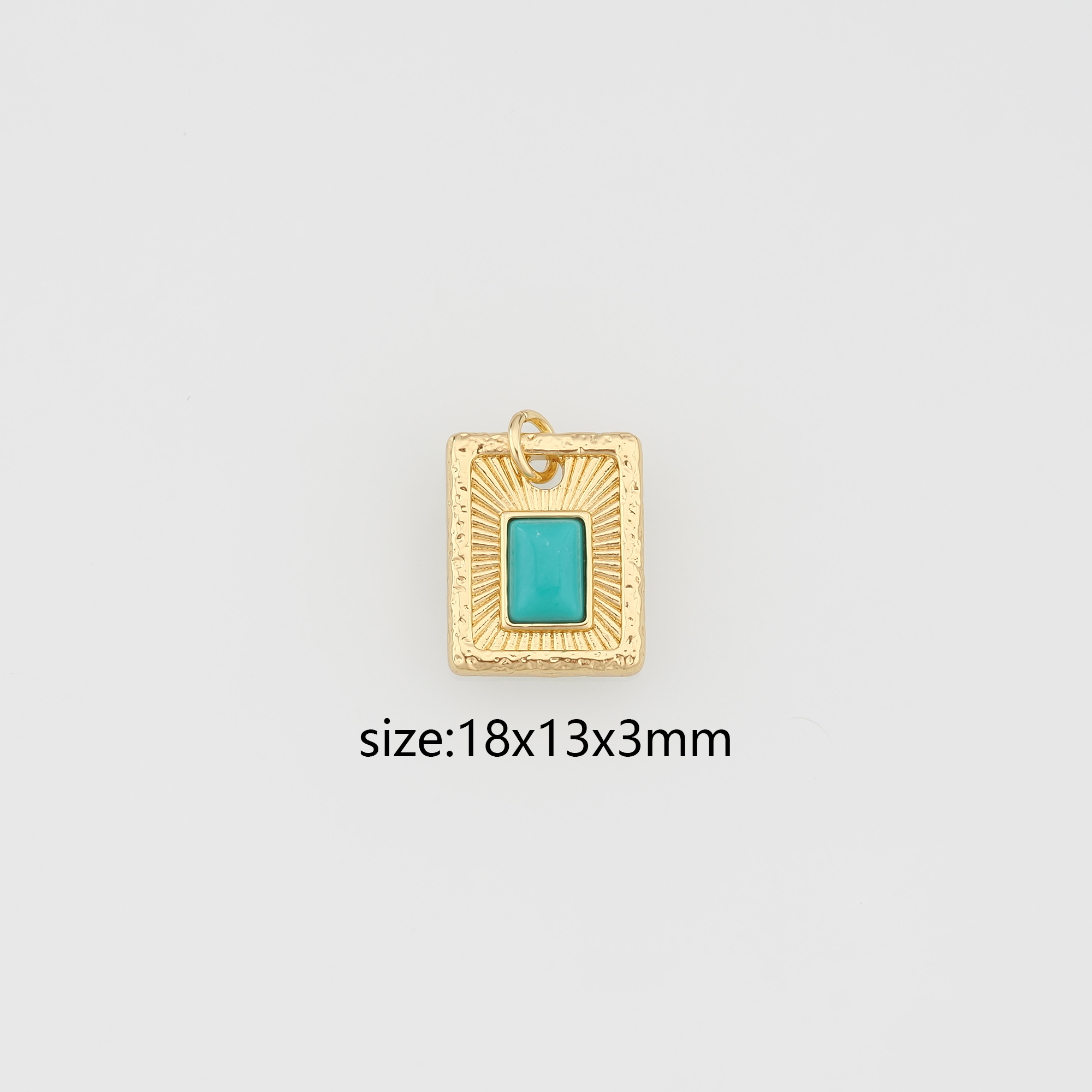 18K Gold Filled Rectangle Pendant,Natural Stone Charm Earrings Necklace for DIY Jewelry Making Supply