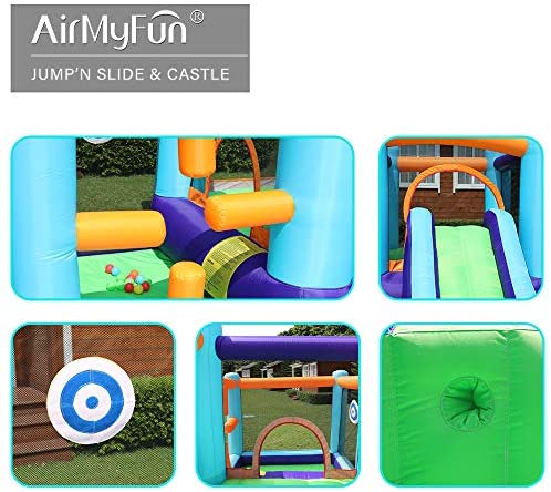AirMyFun Bounce House Inflatable Bouncer House,Jumping Castle with Slide,Backyard Bouncing Slide,Party Bouncer House with Long Slide with Air Blower