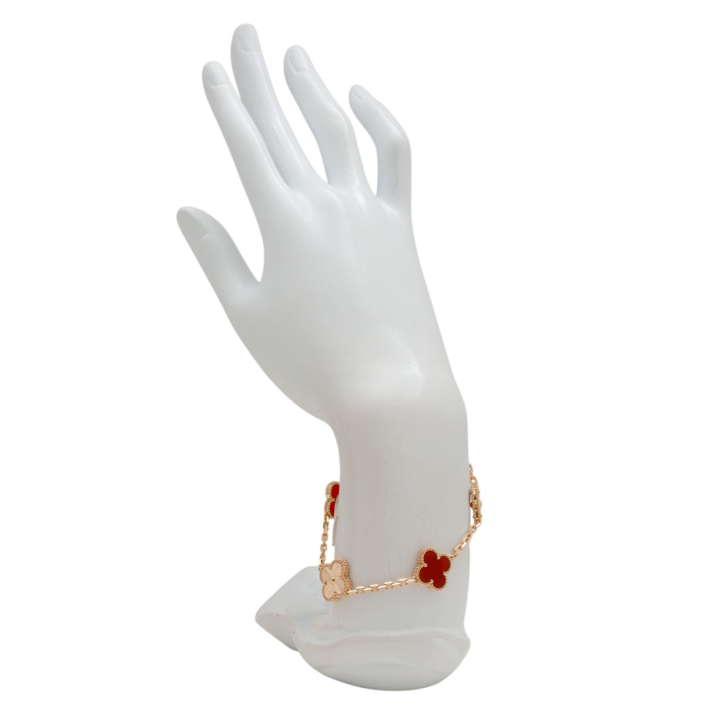 Van Cleef & Arpels Vintage Alhambra 5 Motifs Bracelet 18K Rose Gold Carnelian VCARP7RP00