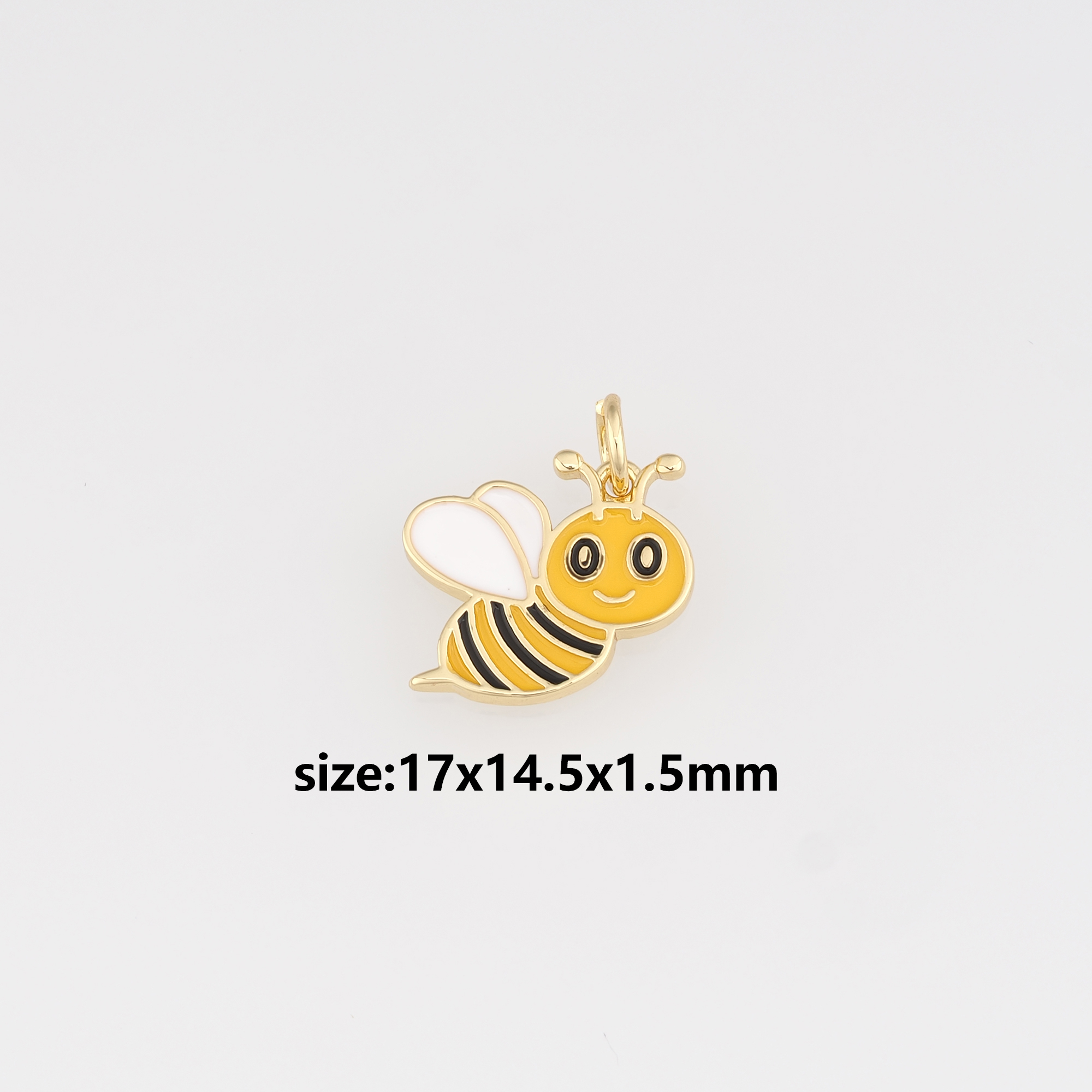 18K Gold Filled Bee Pendant,Enamel Bee Charm Earrings Necklace for DIY Jewelry Making Supply