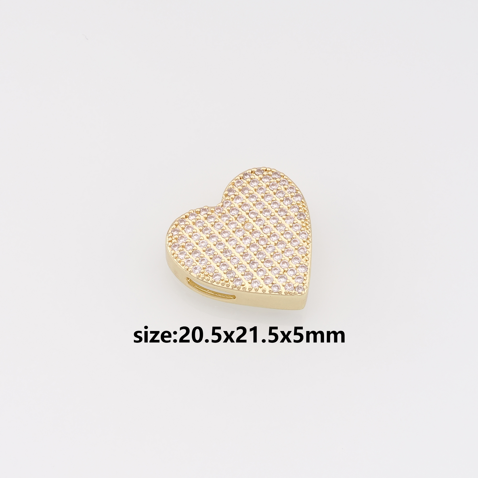18K Gold Filled Heart Spacer Beads,CZ Micro Pave Heart Bead for Bracelet Jewelry Necklace Making Supply